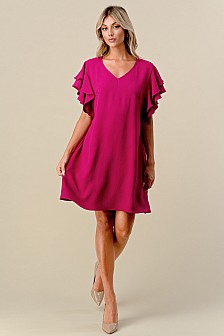 Plus Size, DRESS WITH DOUBLE RUFFLE SLEEVES